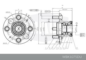 Ступица колеса с подшипником в сборе и крепежом WBK1075DU Krauf