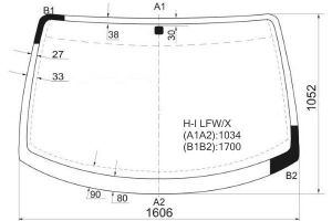 стекло лобовое HYUNDAI H200/H1/ SATELLITE (STAREX) 1997-2007 (пятак) 4116agnbl Benson