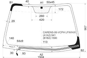 стекло лобовое KIA CARENS III MPV 2006-2012 (vin пятак обогрев щеток) 4430AGNBLHV Benson