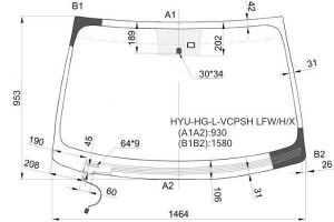 Стекло лобовое креп. +ОБОГР Hyundai Grandeur 5 hyuhg2vcpshgbn Benson