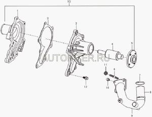 Вал насоса водяного Breez, Smily, Solano lf479q11307107a Lifan