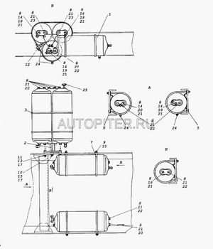 Баллон воздушный ресивер КАМАЗ 280х605 АВТОТЕХНОЛОГИЯ 5320-3513014 53203513014 Камаз