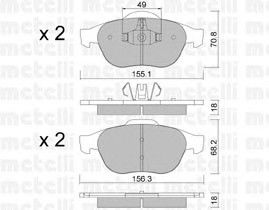 Комплект тормозных колодок, дисковый тормоз 22-0336-2 Metelli