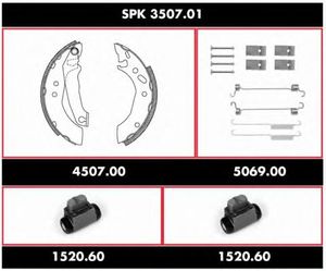 Комплект тормозов, барабанный тормозной механизм SPK 3507.01 Remsa