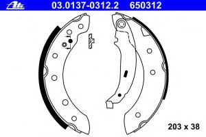 Колодки барабанные к-кт для Renault Symbol II 2008-2012 03.0137-0312.2 Ate