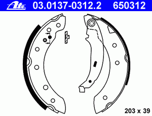 Колодки барабанные к-кт для Renault Symbol II 2008-2012 03.0137-0312.2 Ate