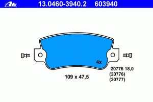 Комплект тормозных колодок, дисковый тормоз 13.0460-3940.2 Ate