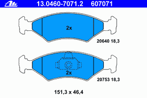 Комплект тормозных колодок, дисковый тормоз 13.0460-7071.2 Ate
