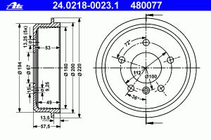 Тормозный барабан 24.0218-0023.1 Ate