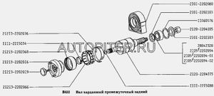 Подшипник подвесной карданного вала ВАЗ 2101-07, Иж-Ода 21012202080 Автоваз