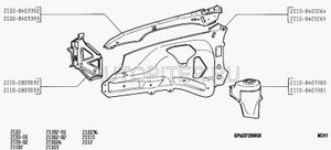 Усилитель брызговика правый ВАЗ 2110-12 стрела 21108403392 Автоваз