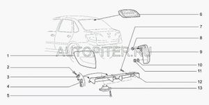 Фонарь задний 2190 правый 21900371601000 Автоваз