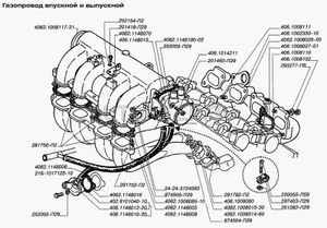 Ресивер ЗМЗ-40524 ГАЗЕЛЬ коллектора впускного ЕВРО-3 ЗМЗ 406241008117 Змз