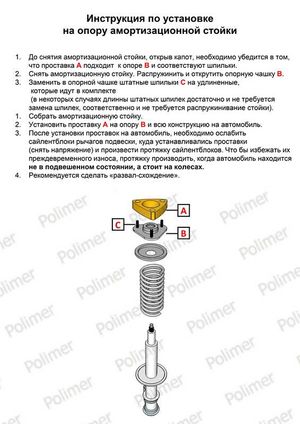 Проставки увеличения клиренса передних стоек HYUNDAI - полиуретан 10 мм 191503310 Полимер