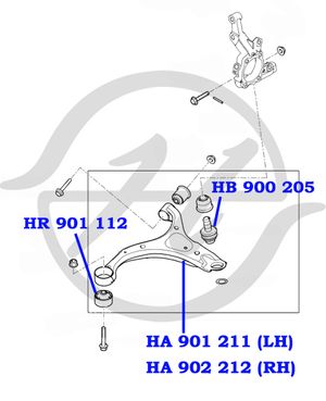Рычаг передний нижний правый для Hyundai Santa Fe (CM) 2006-2012 ha902212 Hanse