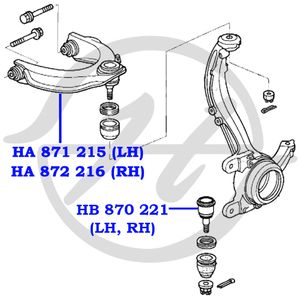 Опора шаровая нижняя передней подвески для Honda Accord Coupe USA 2003-2008 hb870221 Hanse