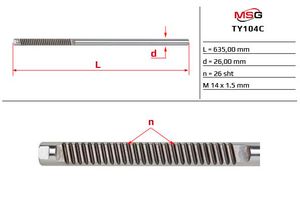 Шток рулевой рейки без ГУР Toyota Auris 2006-, Toyota Corolla E150 2006- TY104C ty104c Msg