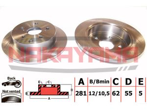 Торм. диск задний не вент. Toyota RAV4 06- 280x10x5 q4613 Nakayama
