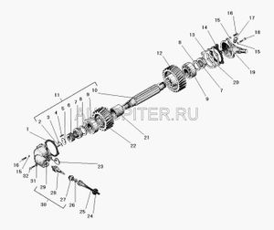 Вал промежуточный РК L=330мм z=10 375-1802085-Б Урал 3751802085b УралАЗ