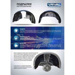 Подкрылок задний правый Renault Duster 2WD 2011-2015 2015- крепеж в комплекте RIVAL 44701002 Rival
