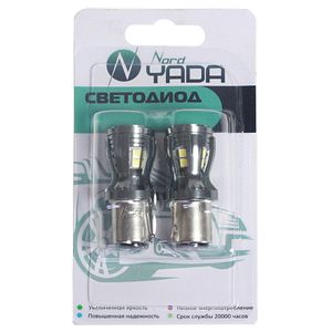 Свето-ды S25 Р21/5W ВАY15d 14х2835SMD чипOSRAM с обманкой (с линзой, 12V/24V), блистер 2шт NORD YADA 908340 Nord YADA