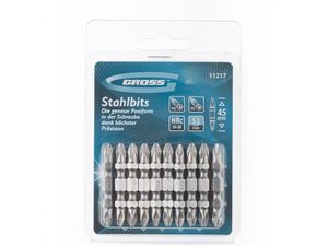 Набор бит двухсторонний  PH2-PZ2 х 45 мм  10 шт. GROSS 11217_15561177 11217 Gross