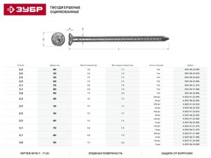 ЗУБР 60 x 2.5 мм  цинк  350 шт  ершеные гвозди  4-305141-25-060 430514125060 Зубр