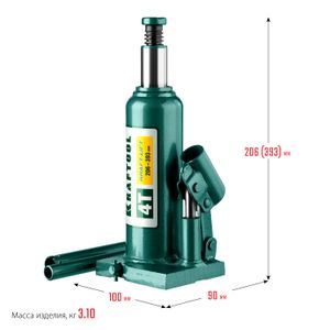 KRAFTOOL KRAFT-LIFT, 4 т, 194 - 372 мм, бутылочный гидравлический домкрат (43462-4) 434624z01 Kraftool