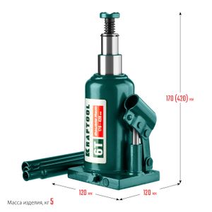 KRAFTOOL Домкрат гидравлический бутылочный 6т, 170-420мм, 43463-6 434636 Kraftool
