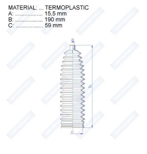 Пыльник рулевой рейки TERMOPLASTIC 15.5x190x59 TERMOPLASTIC (15.5 190 59) LAND ROVER RDZ0105MG Motorherz