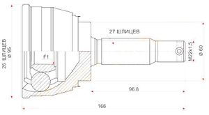 Шрус наружный, Mitsubishi Diamante   F13A, F15A   6G73 mmc22 PANDAparts