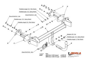 Фаркоп BMW 3-Series седан/купе 1998-2005, BMW 3-Series Compact 2001-2005 условно-съемное крепление ш b007 Imiola