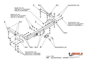 Фаркоп Jeep Grand Cherokee 1992-1999 фланцевое крепление шара j022 Imiola