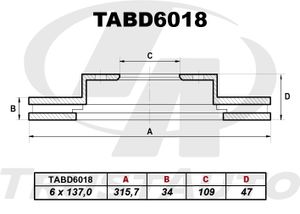 Тормозной диск (TA); TABD6018 tabd6018 TrustAuto