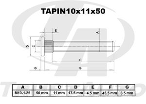 Шпилька опоры амортизатора (ТА); TAPIN10x11x50 tapin10x11x50 TrustAuto