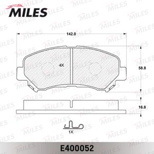 Тормозные колодки передние NISSAN QASHQAI J10, X-TRAIL T31 (Датчик: пласт.) e400052 Miles