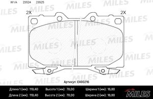 Тормозные колодки передние T-TA LCR #J100 4.2TD-4.7 98-06 (Датчик: нет.) e400216 Miles