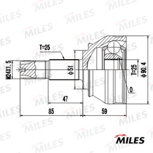ШРУС наружный ALFA ROMEO 145/146/147/156/SPIDER/FIAT MAREA/PUNTO 1.4-2.0 95- (GKN 303271) GA20000 GA20000 Miles
