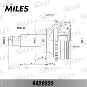 ШРУС наружный MAZDA 6 1.8-2.0 02- (с ABS) (GKN 304691) GA20222 GA20222 Miles