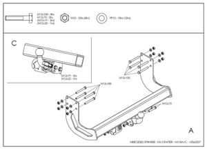 Фаркоп оцинкованный Mercedes Sprinter 2006-2019. 2019-. Volkswagen Crafter 2006-2017 для моделей люб m118a Galia