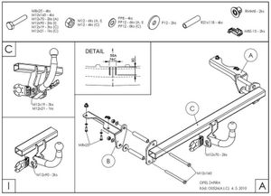 Фаркоп оцинкованный Opel Zafira 2005-2012 быстросъемное крепление шара o052c Galia