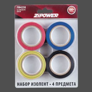 Набор изолент, 10 м х 19 мм, 4 шт. pm4250 Zipower