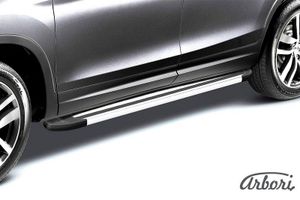 Комплект защиты штатных порогов алюминиевый профиль Luxe Silver 1800 серебристая RENAULT DUSTER 2010 afzdaalrd04 Arbori