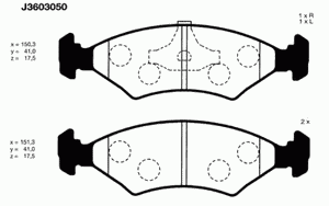 Комплект тормозных колодок, дисковый тормоз J3603050 Nipparts