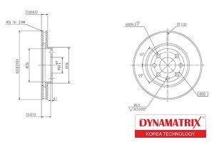 Диск тормозной OPEL COMBO 01-, CORSA C 00-, MERIVA 03-10, TIGRA 04-, dbd1131 Dynamatrix-Korea