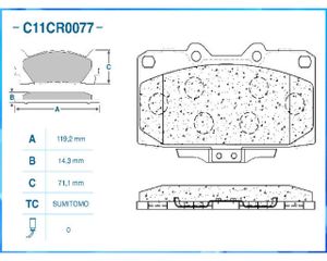 Тормозные колодки передние, Low Metallic C11CR0077 Cworks