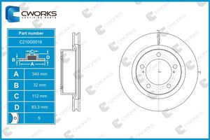 Тормозной диск передний c210g0016 Cworks
