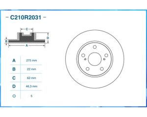 Тормозной диск передний TOYOTA: AURIS (_E15_) C210R2031 Cworks