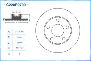 Тормозной диск задний C220R0709 Cworks