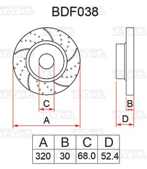 диск перфорированный, слотированный, вентилируемый bdf038 Tayga